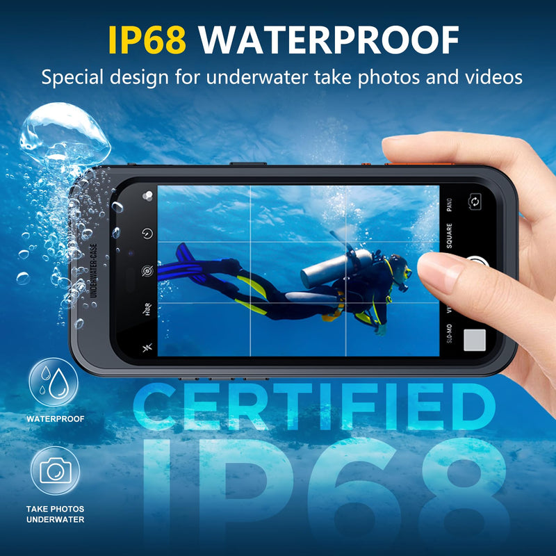 [Bluetooth Control] Underwater Camera Case for iPhone 15 Pro Max Case Waterproof,[ IP68 Underwater Physical Button Photography & Video Recording] Cover Bag Box for Snorkeling, Swimming & Surfing-6.7" Black