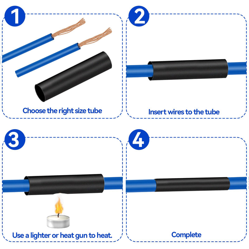 Heat Shrink Tube, Heat Shrink Tube with Adhesive, 4:1 Heat Shrink Tubes, Waterproof, Heat Shrink Tube Black for Cable Insulation, Marking, Cable Bundling, Repairs (20 mm x 2 m) 20MM*2M