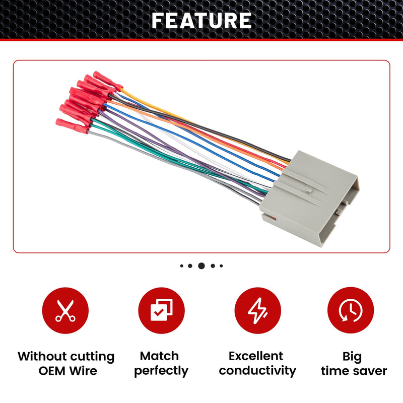RED WOLF Radio Harness Compatible with Ford 2003-Up F150 Focus Explorer Lincoln MKX for 2006-2008 Hyundai Sonata Install Aftermarket Stereo Power Speaker Wiring Harness w/Connector Butt