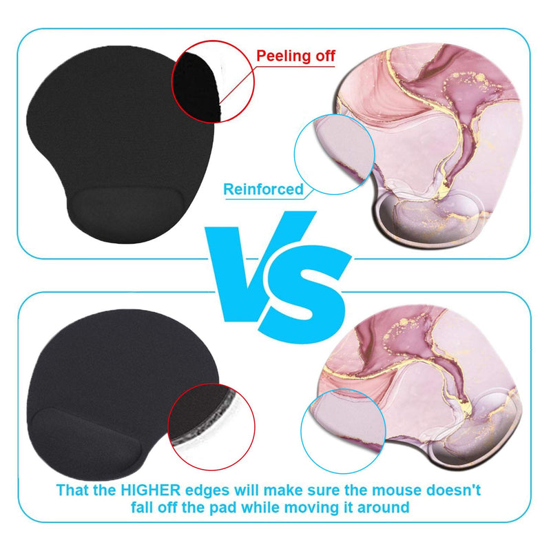 Dooke Ergonomic Mouse Pad with Wrist Support, Cute Mouse Pads with Non-Slip PU Base for Home Office Working Studying Easy Typing & Pain Relief Rose Gold Marble ‎Glitter Marble