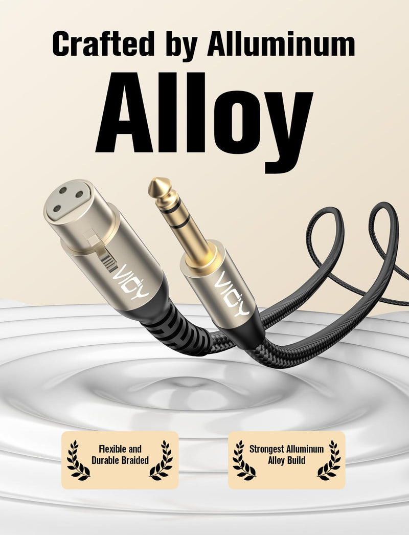 VIOY XLR to 6.35mm Cable 32.8 FT, 1/4 Inch TRS to XLR Female Balanced Microphone Cable for Mixers, Amplifiers, Speakers, Dynamic Microphones, CD Players, Electronic Piano, Karaoke Machines 32.8FT