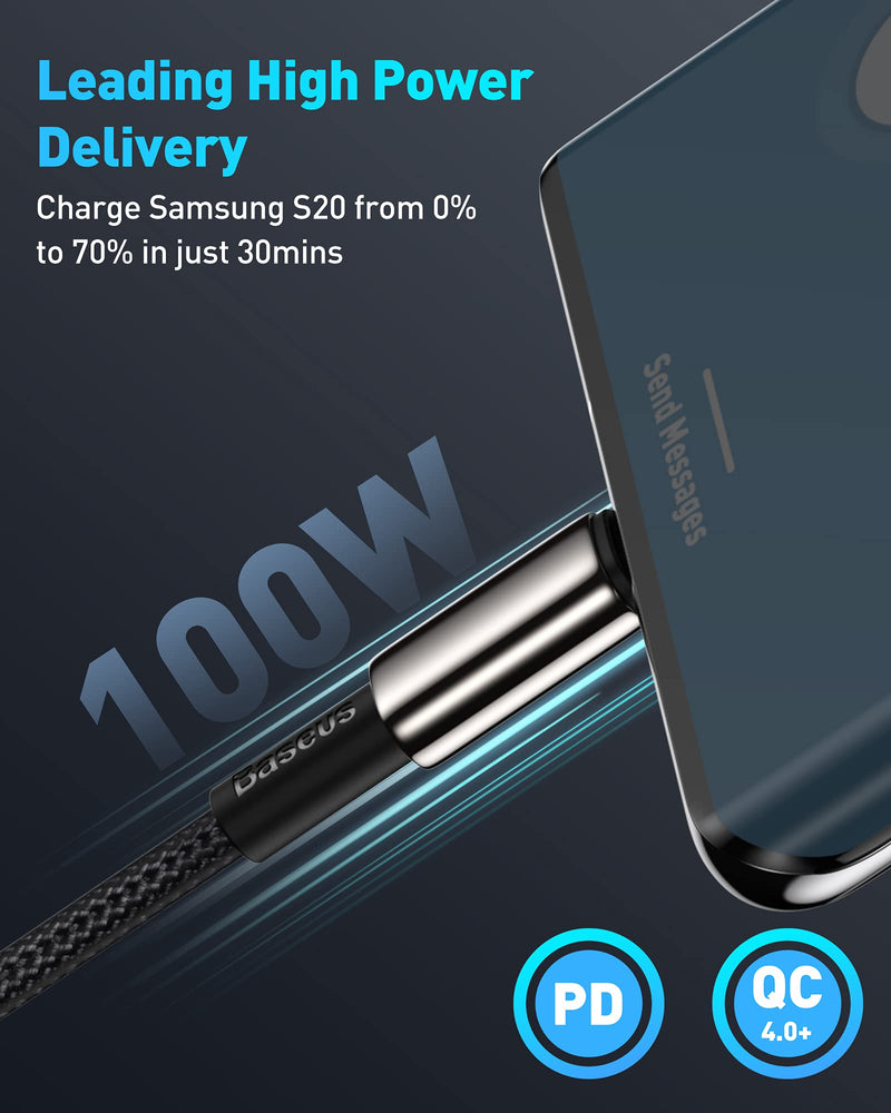 USB C Cable, Baseus 100W PD 5A QC 4.0 Fast Charging USB C to USB C Cable, Zinc Alloy Nylon Braided USB Type C Charger Cable for iPhone 15/Pro/Plus/Pro Max, MacBook, iPad Pro/Air/Mini, Samsung S23/S22+ 3.3ft Black