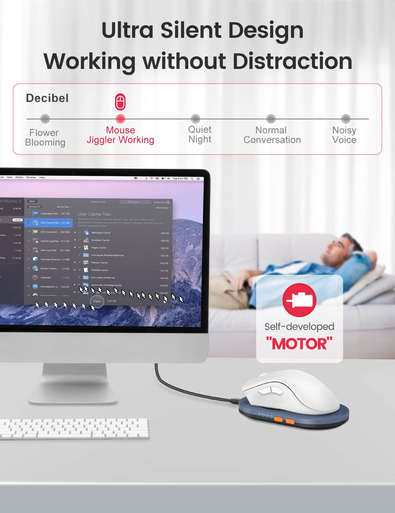 Vaydeer Ultra Slim Mouse Mover with Adjustable Interval Timer, Undetectable & Noiseless Jiggler Simulates Realistic Movement, Driver-Free Shaker for Keeping the PC Active and Secure. Ultra-Slim Version