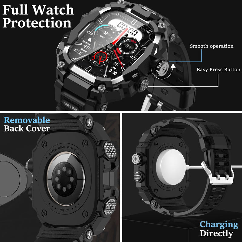 SUPLINK Rugged Case Sport TPU Band and Stainless Steel Case Silicone Band