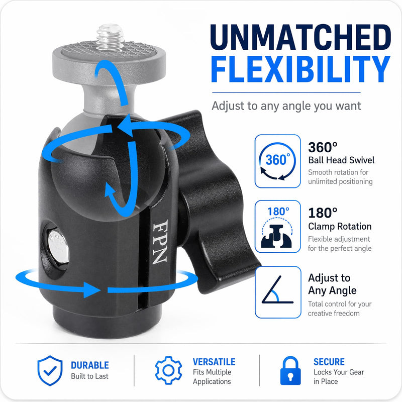 Aluminum Alloy Single Socket Arm with 1/4"-20 Female Thread Hole for 1" Ball Components, 360° Rotation, Compatible with RAM B Size Mounts 1/4"-20 Female Thread Mount for 1" Ball