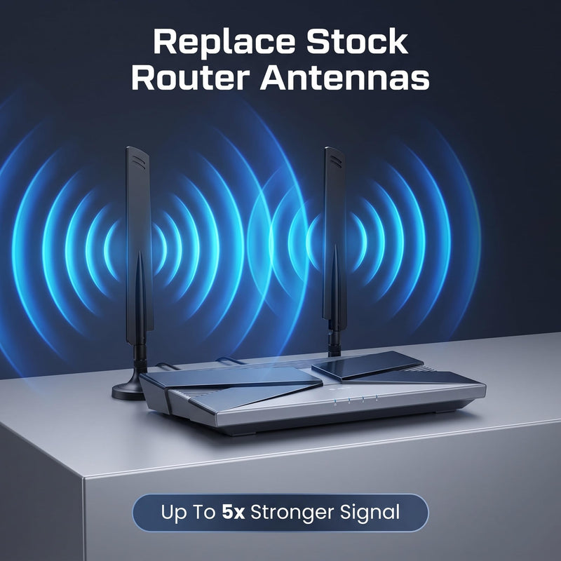 2-Pack 10dBi WiFi 6E Tri-Band Antenna RP-SMA – 6GHz/5GHz/2.4GHz High Gain Omni-Directional with Magnetic Base & 59in Extension Cable for PC, PCIe WiFi 6E Card, Router, Bluetooth RP-SMA Male（Inner hole) Magnetic