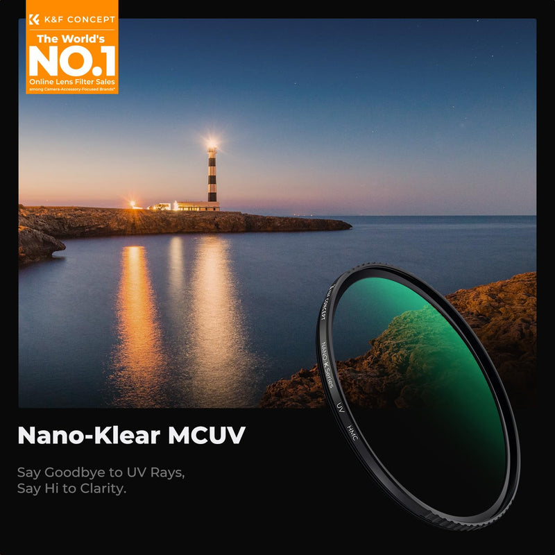 K&F CONCEPT 58mm MCUV Lens Protection Filter 18 Multi-Coated Camera Lens UV Filter Ultra Slim with Cleaning Cloth (K-Series)