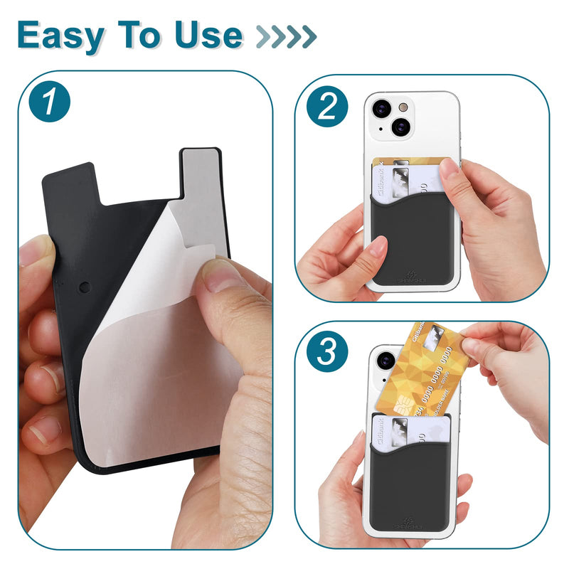 SHANSHUI Phone Card Holder, Silicone Card Holder for Phone Case Wallet Credit Card Holder Strong Adhesive Pocket Stick on Compatible for iPhone & All Smartphones Multi-Colors(5 Pack)