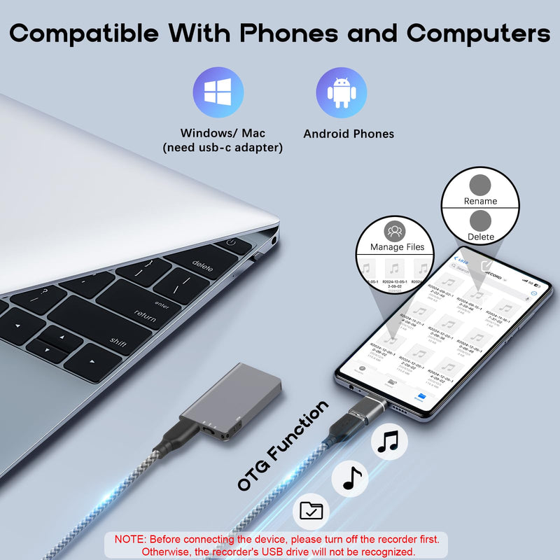 [AUSTRALIA] - 64GB Magnetic Digital Voice Recorder - 40 Hours Continuous Recording Device Voice Activated Recorder with AI-Intelligent Triple Noise Reduction - Audio Recorder Device for Lectures Meetings Interviews 64GB 