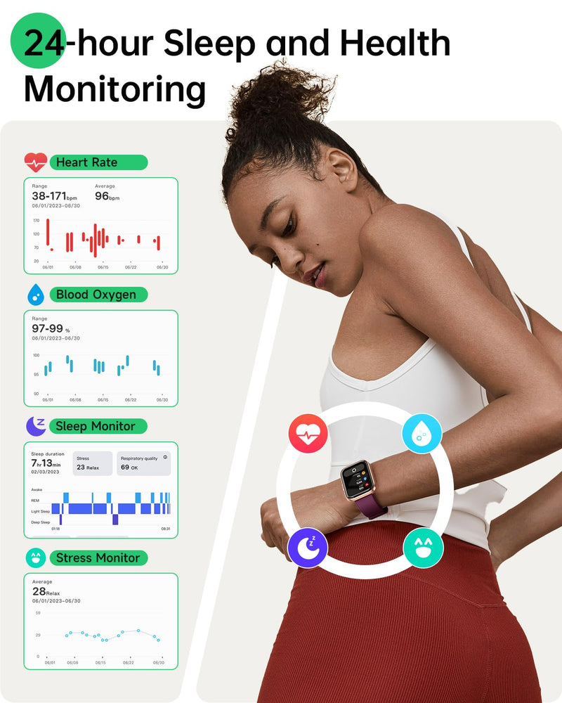 Smart Watches for Women, 1.83" Alexa Smart Watch for Android Phones & iPhones with Calls/Messages, 120+ Sport Modes Fitness Watches for Women Men with Heart Rate Monitor, Sleep/Activity/Health Tracker Burgundy