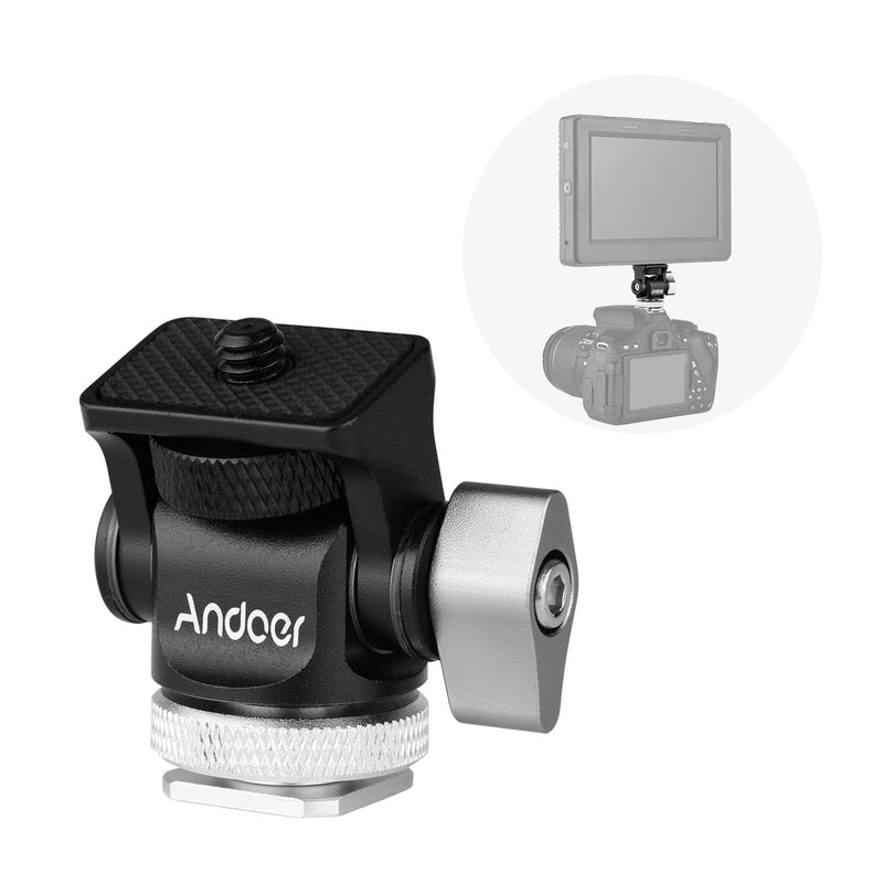 [AUSTRALIA] - Andoer Mini Monitor Mount Tripod Head Cold Shoe Adapter Aluminum Alloy 1/4 Inch Screw for Mounting Camera Monitor Flash Microphone LED Fill Light 