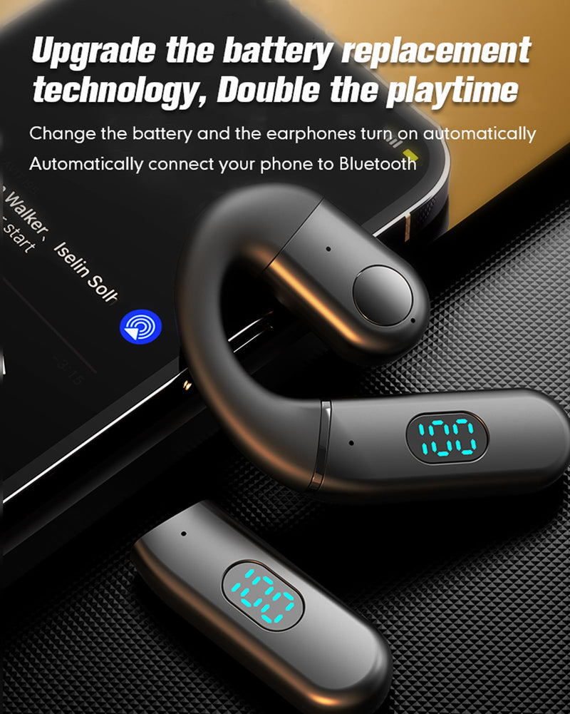 Xmenha T60 Bluetooth 5.5 Single Ear Open Ear Headset with Mic, Blue, IPX6 Waterproof, 20Hrs Playtime A battery