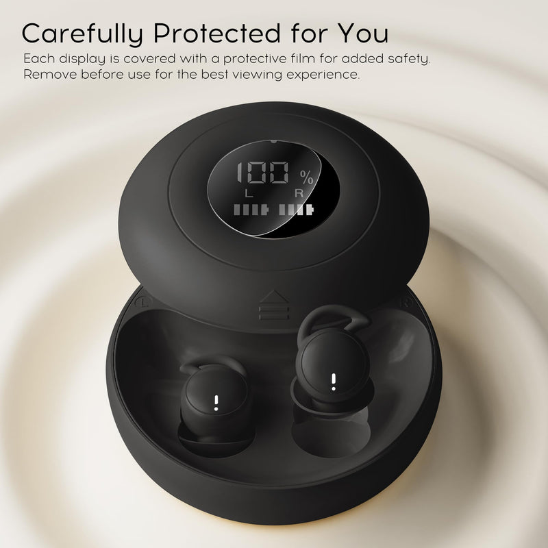 Sleep Earbuds Bluetooth, Silicone Sleep Earbuds for Side Sleepers | Noise Blocking Sleeping Headphones, Hidden Earbuds with LED Display for Small Ears, Sleep & Relax（Black） Black