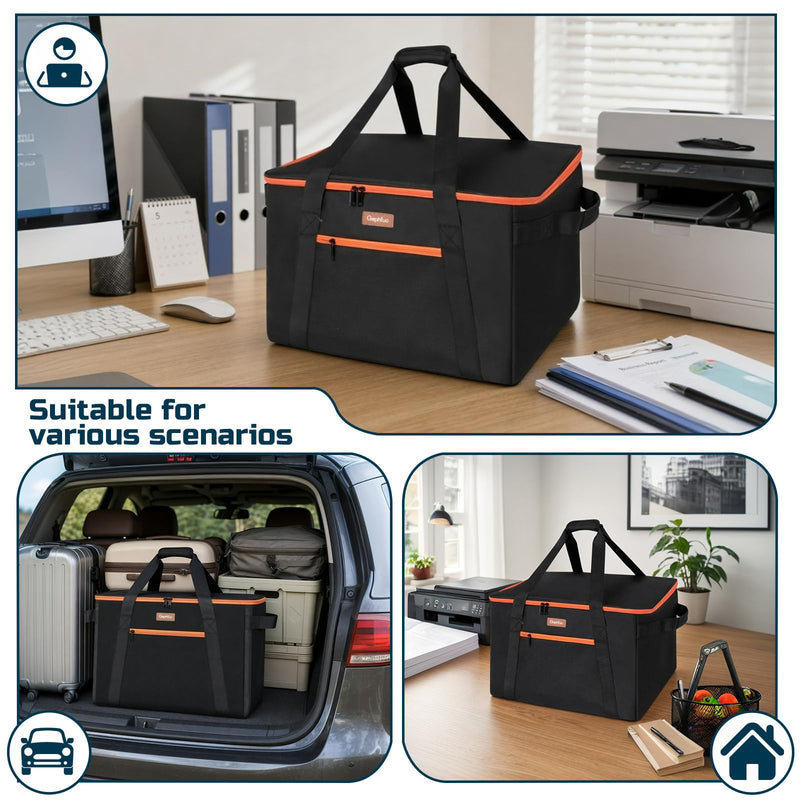 Padded Printer Carrying Case,Heavy Duty Water Resistant 600D Exterior | Thick Padding & Multiple Pockets for Event Printers, Accessories & Cords Jet Black