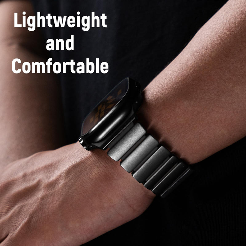 Magnetic Titanium Band Compatible with Apple Watch Ultra 3/2/1 Band 49mm Series 11 10 46mm 45mm 44mm 42mm SE 3/2/1 9 8 7 6 5 4,Luxury Silicone Dual-Layer Link For iwatch Men Women Black 49mm/46mm/45mm/44mm/42mm(Series 3 2 1)