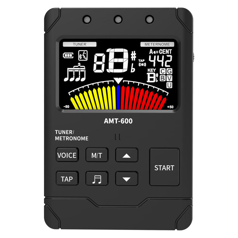 Metronome Tuner,Fast and Accurate Tuning, Three Beat Sound,English Vocal Counting Beat,Built-in Rechargeable Battery,Suit for Guitar, Bass, Saxophone ect MT-Black