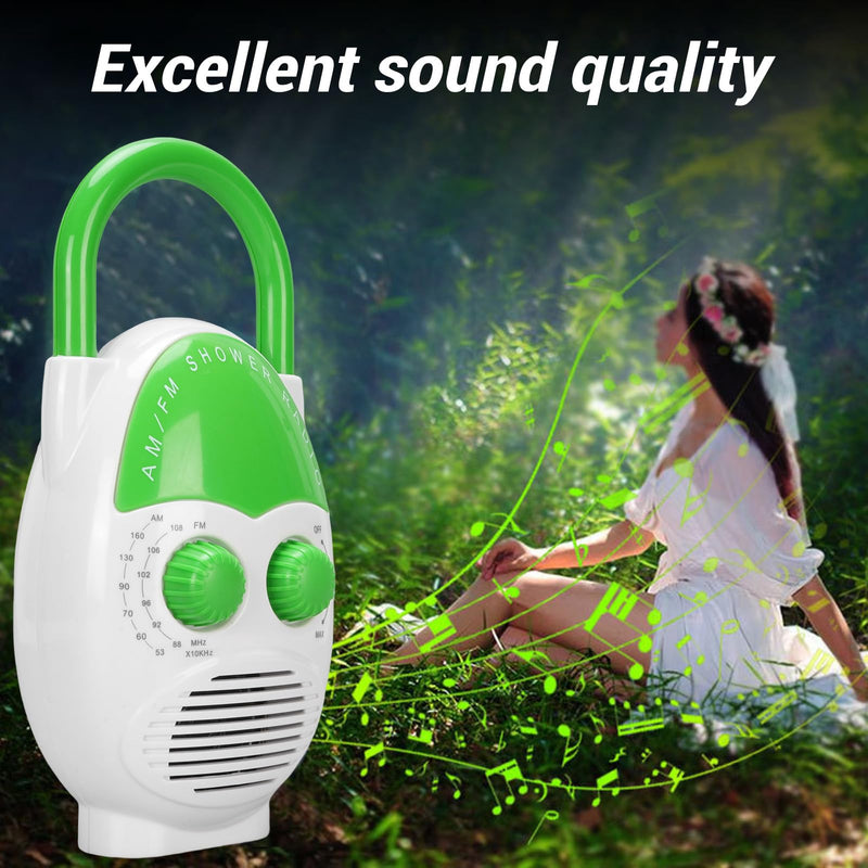 Portable Radio, AM FM IPX5 Water Proof Shower Radio 500mW Output Battery Operated Radio with Electronic Tuning for Bathroom Kitchen Outdoors
