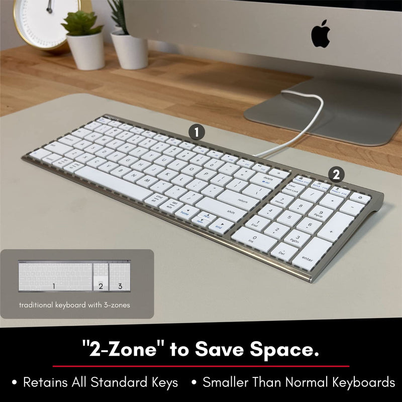 Keyboard for Mac and Windows, Macally Apple Wired Keyboard Compatible - Slim, Space-Saving Design USB Keyboard with Numeric Keypad - Budget-Friendly Laptop, MacBook, iMac Keyboard Replacement