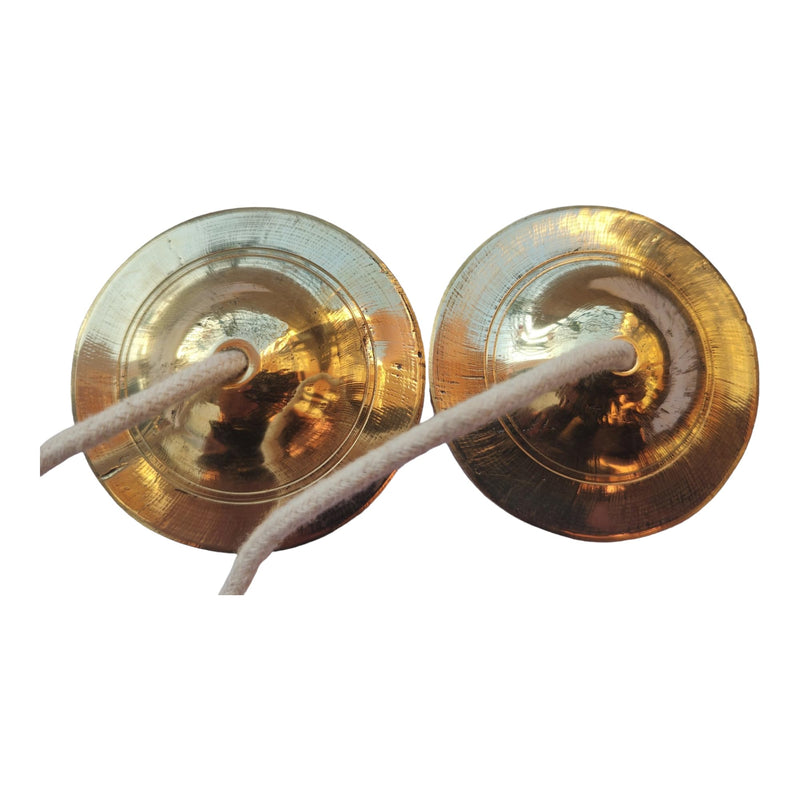 Manjeera Manjira (4 x 4 inch Dia 333 gram) Brass Manjeera Hand Cymbal Finger Cymbal for Puja