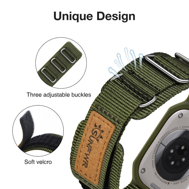 Bundle of the Three buckles Apple Watch Band (Army green/Brown)