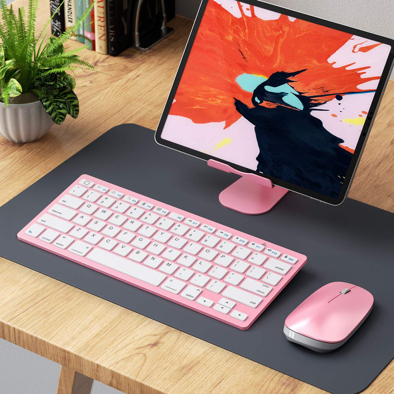 OMOTON Bluetooth Keyboard and Mouse for iPad (iPadOS 13 and Above), Wireless Keyboard and Mouse Compatible with iPad 10.2, iPad Pro 12.9/11.0, and Other Bluetooth Enabled Devices, Rose Gold