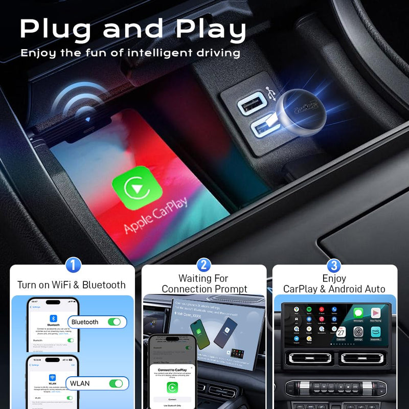 Carlinkit MINI Ultra 3 Wireless CarPlay & Android Auto Adapter 2-in-1 | Plug & Play Convert Wired CarPlay/Android Auto to Wireless│for OEM Wired Cars & for iPhone and Android phone