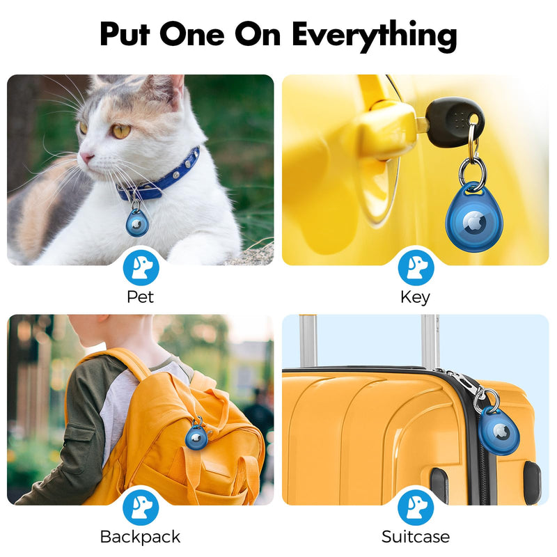 UNBREAKcable AirTag Holder, [4-Pack] IPX8 Waterproof AirTag Keyring Cover Case for Apple AirTag, Full-Body Covered AirTag Holder for Pet Collar, Keys, Bags