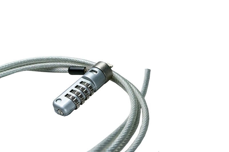 Combination Lock Cable – CTA Secure Combination Lock with 3M Adhesive Plate for Laptops, Tablets, & Other Devices with Security Kensington Slots (LT-SCC) - Silver