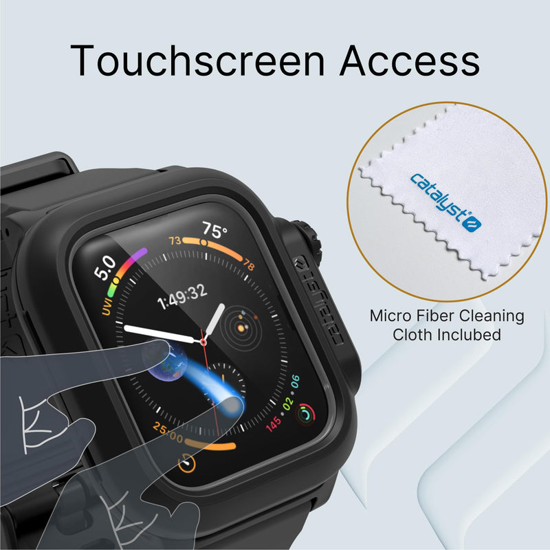 Catalyst 330ft Waterproof Case for Apple Watch Series SE 6/5/4 44mm, Soft Silicone Watch Band, Shock Proof Rugged Protective Case, Microfiber Cloth included – (Black)