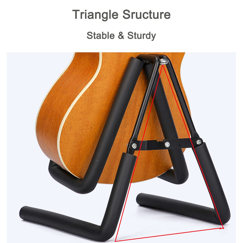 Ukulele Stand Floor Foldable Ukulele Stand Holder for Ukulele Violin Instrument A Frame Metal Thick Sponge Padded Non-slip Portable Black