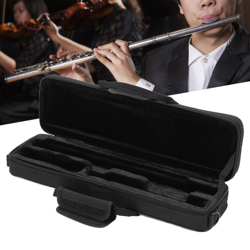 Flute Case Carrying Bag, Black Oxford Cloth Waterproof Flute Carrying Bag Wear Resistant Lightweight Portable Flute Storage Bag with Adjustable Shoulder Strap for 16 Holes Flute, 15.5 x 4.7 x 2.7in