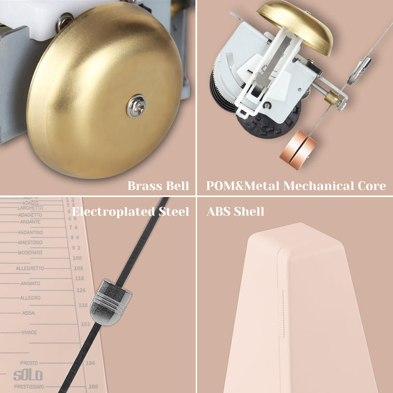 Mechanical Metronome for Piano Guitar Violin Drums Birthday Gift Festival Present Light Pink