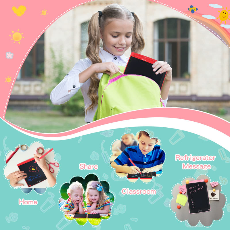 4 Piece LCD Writing Tablet Doodle Board Electronic Toy 8.5 Inch Colorful LCD Writing Board Electronic Tablet Writing LCD Erasable Drawing Pad Reusable Writing Pad (Blue, Red, Green, Pink) Blue, Red, Green, Pink