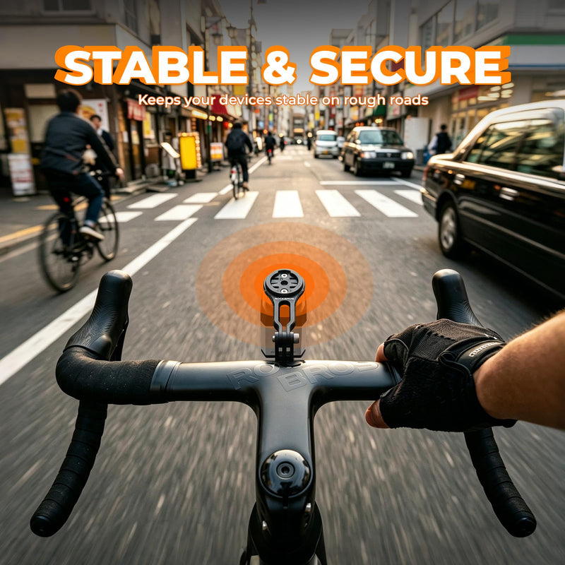 ROCKBROS Out Front Mount Compatible with Garmin Bryton Wahoo Adjustable | M5 Mounting Holes,Flat-Bar Bike Compatible,Adjustable Viewing Angle,Aluminum Alloy,Lightweight