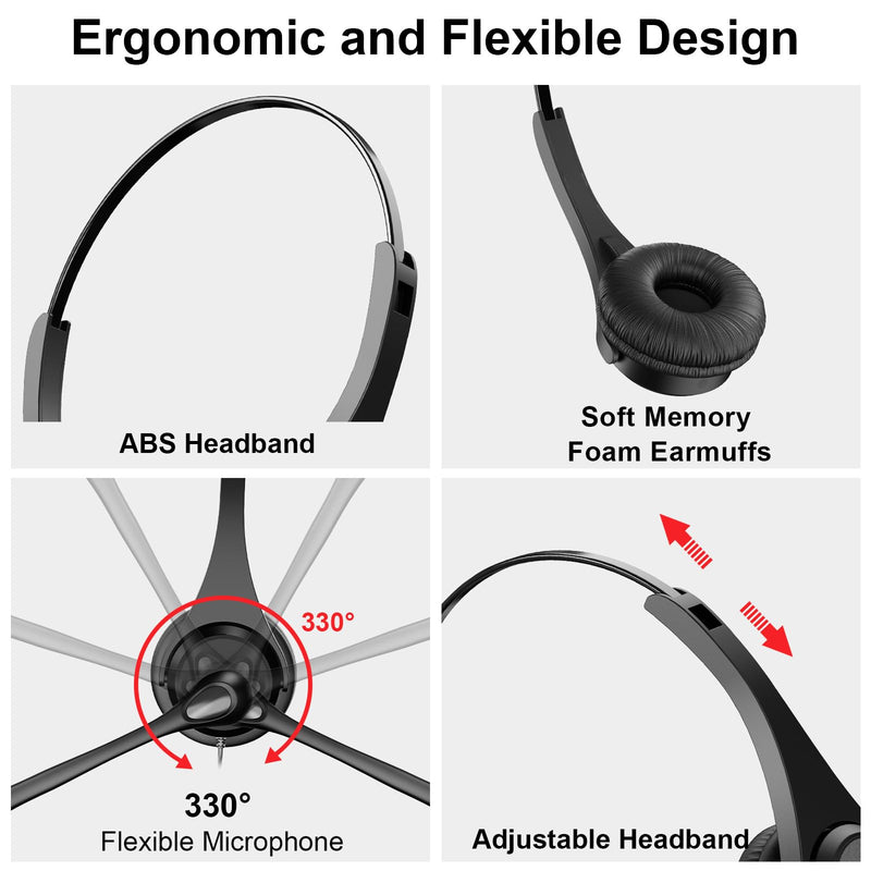 [AUSTRALIA] - Voistek USB Headset with Microphone,Wired On Ear Computer Headphones with Noise Cancelling Microphone for Laptop PC,in-line Control for Work, Office, Teams, Zoom, Skype, Online Class Dual Ear 