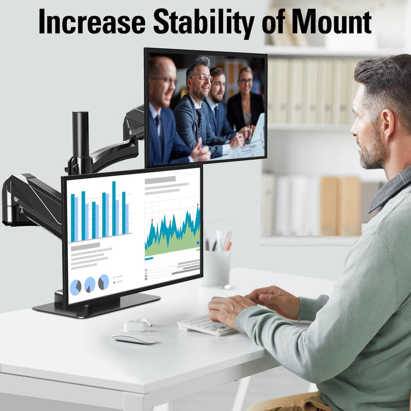 MOUNTUP Dual Monitor Desk Mount, Max 32 Inch up to 17.6lbs+Monitor Mount Reinforcement