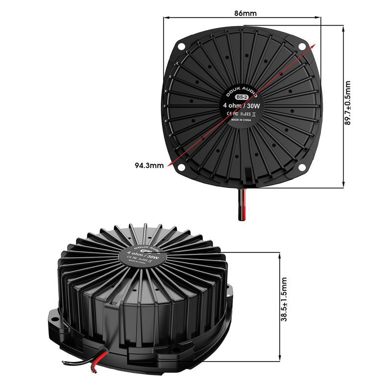 Douk Audio BS-2 Bass Shaker: 30W Tactile Transducer Low Frequency Vibration Speaker for Sim Racing Gaming | Home Theater | DIY Setup (1 PC)