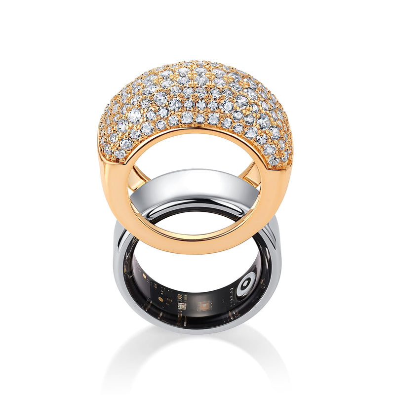 PAVOI 14K Gold Plated Pave Smart Ring Cover Compatible with Oura Ring Gen 4 Yellow Gold 8