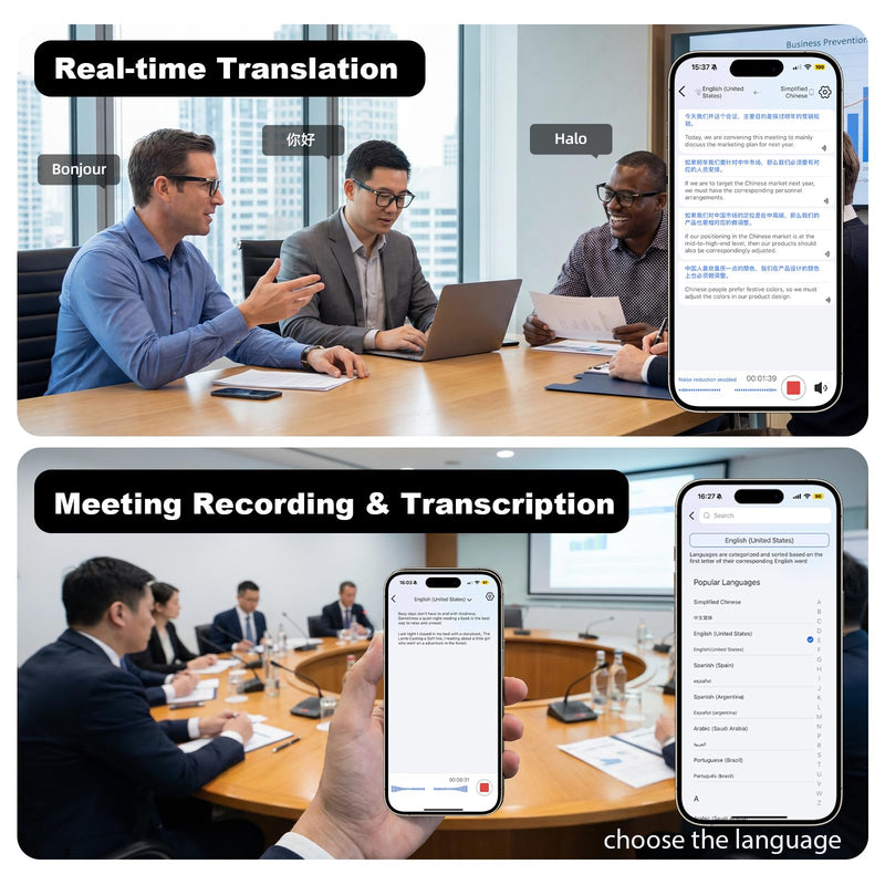 AI Smart Audio Translation Glasses with Real-Time Language Translation 139 Languages via App, Bluetooth Open-Ear Eyewear, AI Assistant, Photochromic Sunglasses, Meeting Recorder for Travel Business