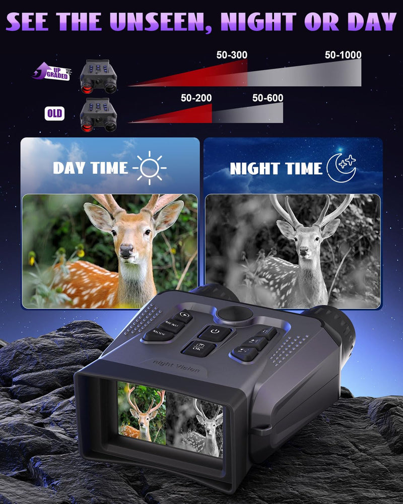 Night Vision Goggles, 4K Night Vision Binoculars for Adults High Powered, 3.0” HD Night Vision Camera Infrared Goggles Scope and Day for Camping & Outdoor with 32GB TF Card, 10X Digital Zoom & 9 IR Grey