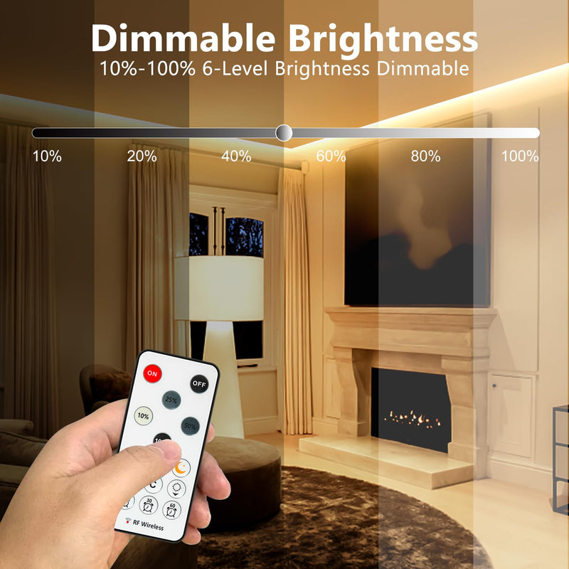 [AUSTRALIA] - Wefomey 65.6ft COB LED Strip Light with Remote, 3000K Dimmable Bright Warm White Led Lights Strip, Flexible DC24V Led Tape Light for Bedroom, Kitchen, DIY Lighting (2 Rolls of 32.8ft) 65.6Ft-3000K Warm White 