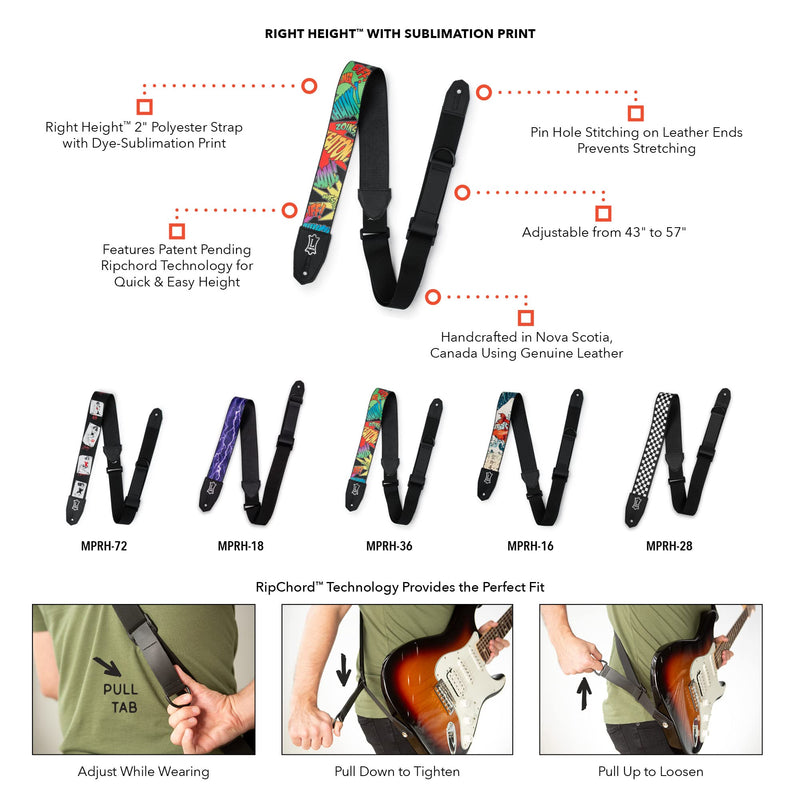 Levy's Leathers Ergonomic Right Height Straps Lightning Bolt