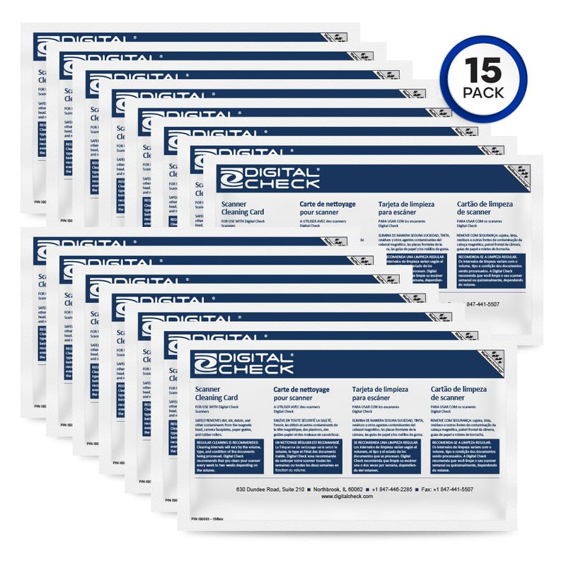 [AUSTRALIA] - KICTeam - Waffletechnology® Cleaning Cards for Digital Check Scanners (15 Cards) - Digital Check Tested & Approved - Presaturated with WonderSolvent 15 
