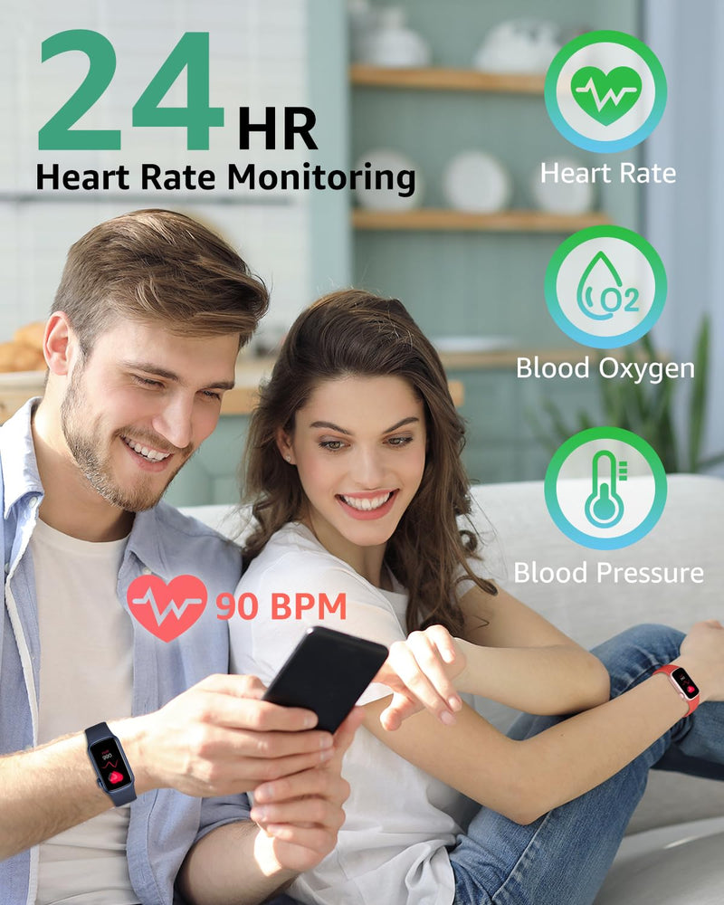 Fitness Tracker with Step Counter/Calories, Activity Health Tracker with Blood Pressure Heart Rate Monitor, Sleep Tracker, 137+ Sport Modes, Pedometer SmartWatch, Gift for Women Men FluorescentOrange