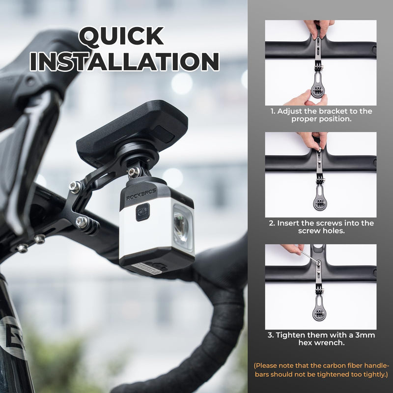 ROCKBROS Out Front Mount Compatible with Garmin Bryton Wahoo Adjustable | M5 Mounting Holes,Flat-Bar Bike Compatible,Adjustable Viewing Angle,Aluminum Alloy,Lightweight