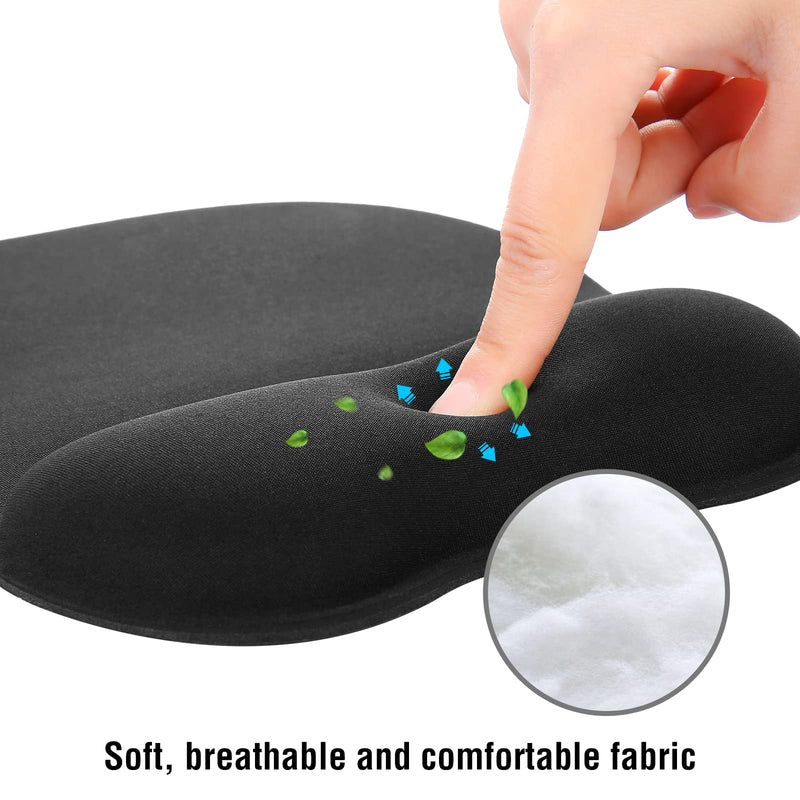 EooCoo Ergonomic Mouse Pad with Wrist Support, Non-Slip Base Mouse Mat for Internet Cafe, Home & Office Memory Foam Black