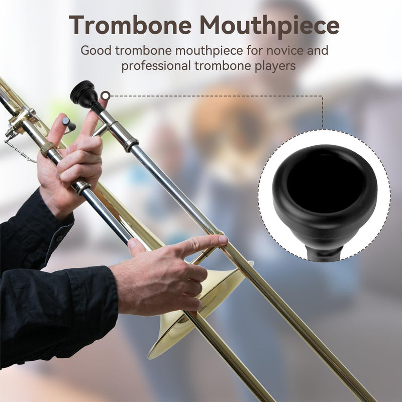 Trombone Mouthpiece MT‑22 Plastic Trumpet Mouthpiece Tenor Mouth Piece Baritone Mouthpiece Trombone Mouth Piece Tuba Mouthpieces Gift for Trombone Players(Black)
