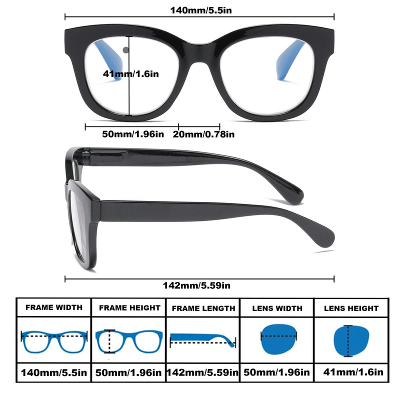 Oversized Reading Glasses for Women,3 Pack Blue Light Blocking Computer Spring hinge Readers Black&leopard&grey Leopard 1.5 x