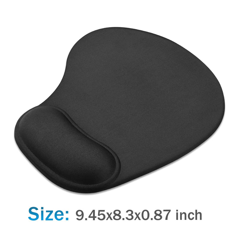 JSD Gel Mouse Pad with Wrist Support Wrist Rests 10.00×9.25×1.3 inches (Black, 1 Pack) Black 1 Pack