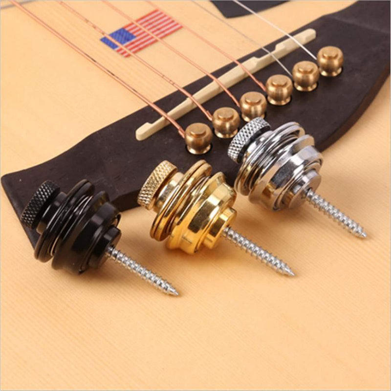 Miwayer Guitar Strap Locks Round Head Heavy Duty Metal Security Straplock, 4 Strap Button & 4 Rubber Block for Electric Acoustic Guitar, Ukulele 2 Pair Silver